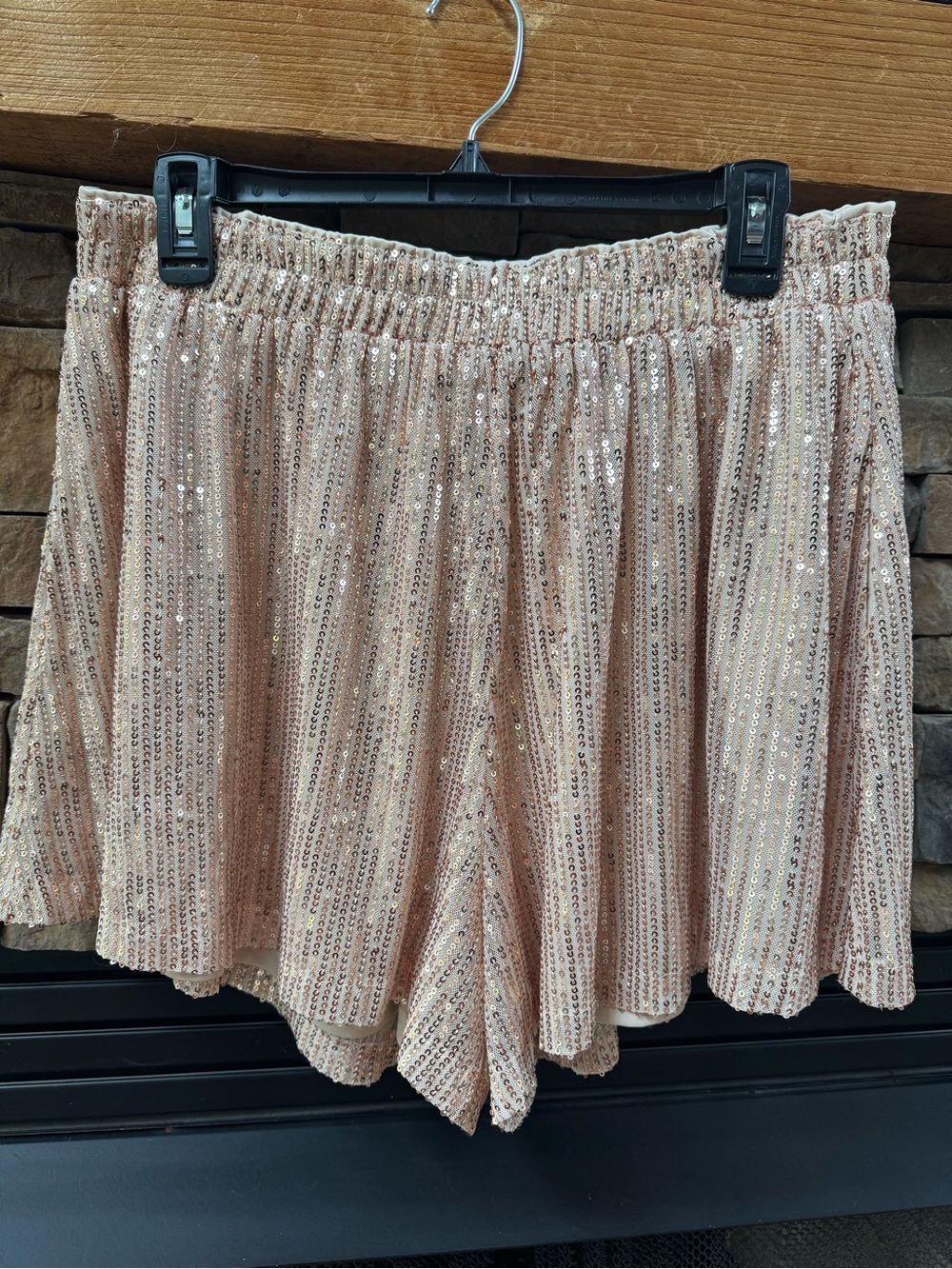 Cotton Bleu Gold Sequin Pull On Festive boutique Shorts XL
